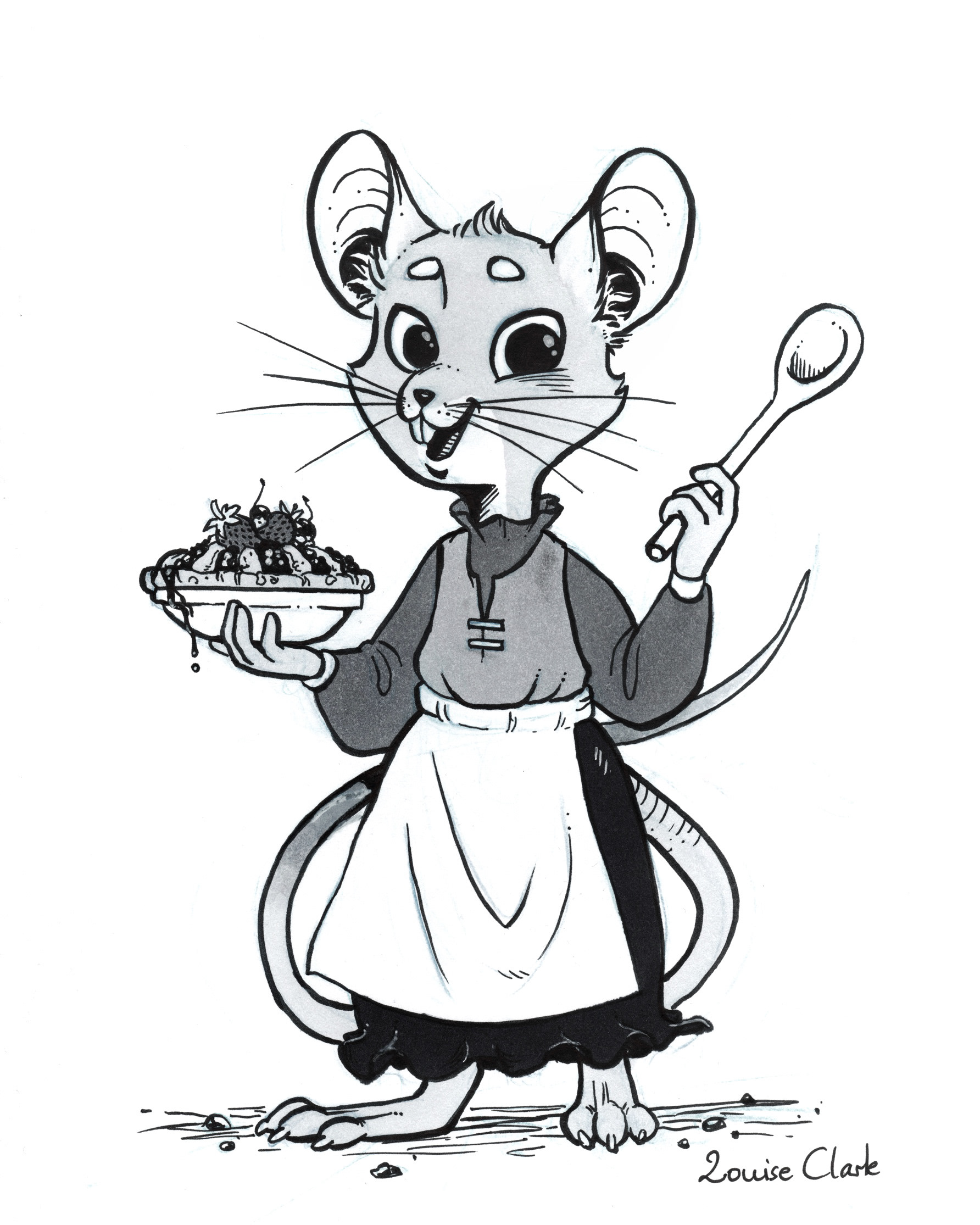 Traditionel illustration, blæk.