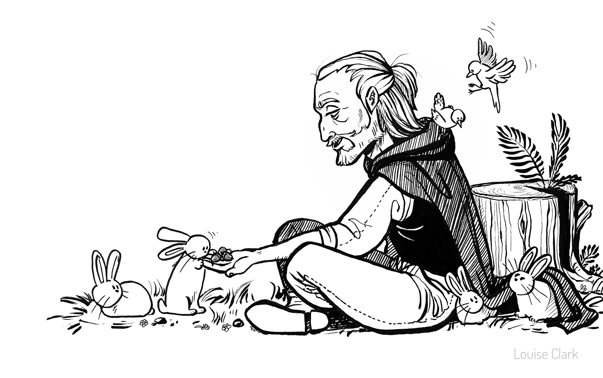 Traditionel illustration, blæk.