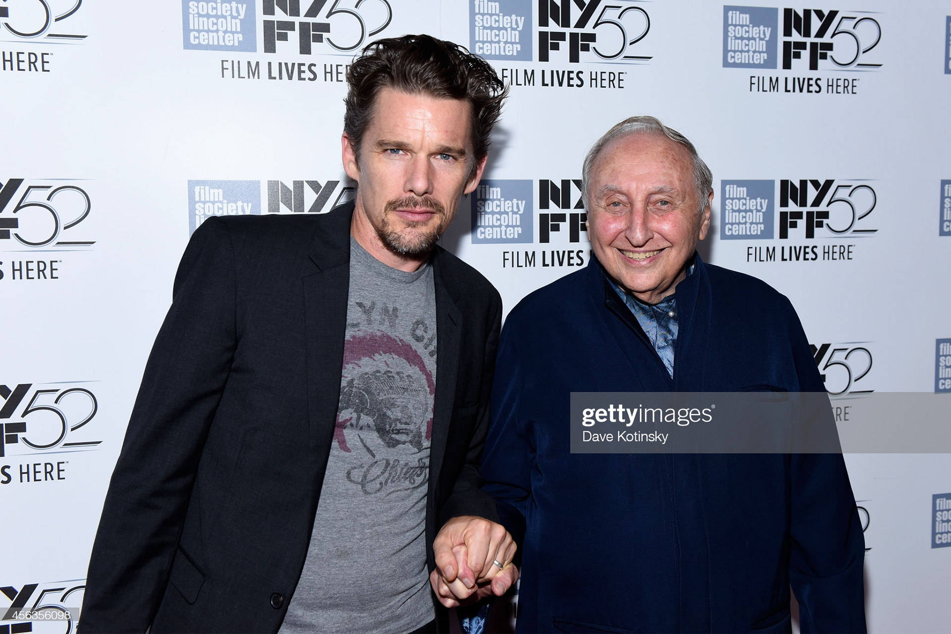  Director Ethan Hawke (L) and pianist Seymour Bernstein attend the "Seymour: An Introduction" premiere at the 52nd New York Film Festival at Alice Tully Hall on September 29, 2014 in New York City. (Photo by Dave Kotinsky/Getty Images)