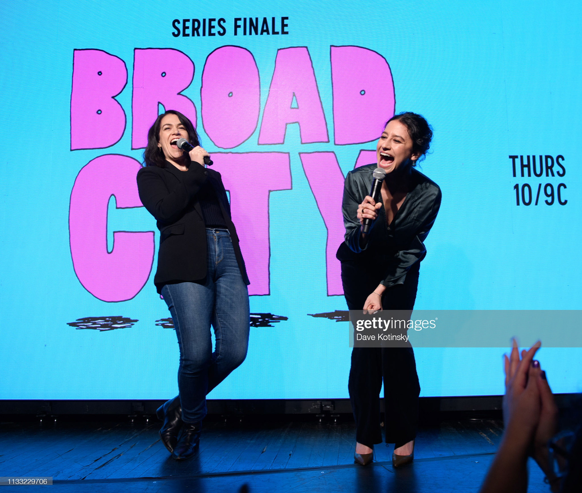 Abbi Jacobson and Ilana Glazer suprise guests at the Comedy Central's Broad City Fan Finale Event at Sony Hall on March 27, 2019 in New York City. (Photo by Dave Kotinsky/Getty Images for Comedy Central)