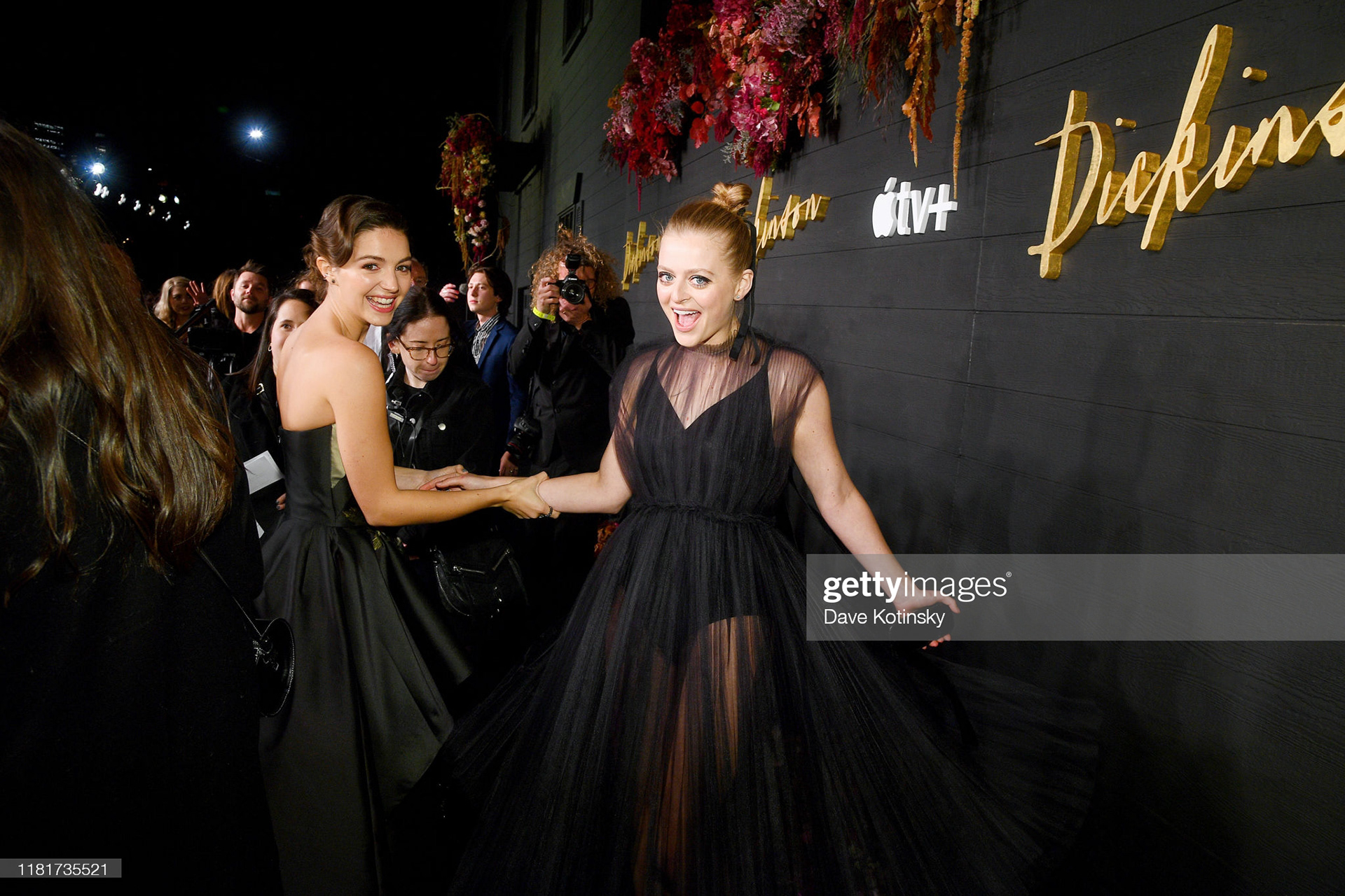 Ella Hunt, Anna Baryshnikov attend Apple's Global Premiere for "Dickinson" on October 17, 2019 in Brooklyn, New York. "Dickinson" debuts on Apple TV+, the first all-original video subscription service, on November 1. (Photo by Dave Kotinsky/Getty Images for Apple TV+)