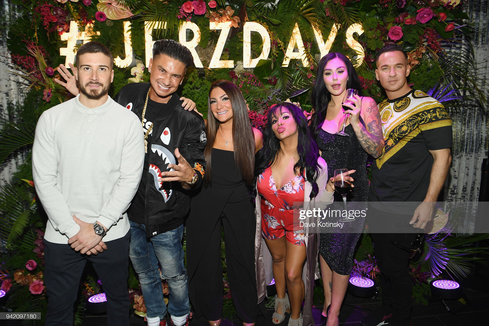 Television personalities Vinny Guadagnino, Paul 'Pauly D' DelVecchio, Deena Cortese, Nicole 'Snooki' Polizzi, Jenni 'JWoww' Farley and Mike 'The Situation' Sorrentino attend MTV's "Jersey Shore Family Vacation" New York premiere party at PHD at the Dream Downtown on April 4, 2018 in New York City. (Photo by Dave Kotinsky/Getty Images for MTV)