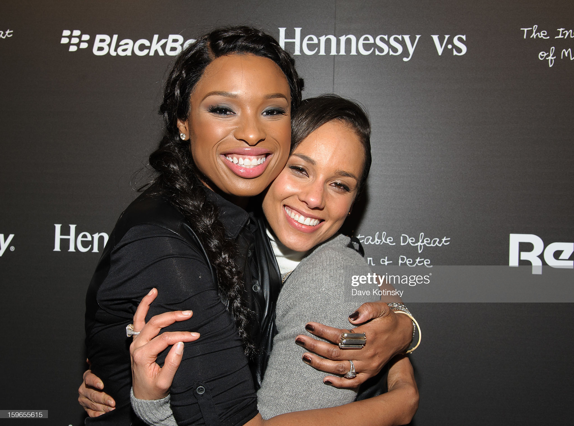 Jennifer Hudson and Alicia Keys attend Hennessy VS Presents "The Inevitable Defeat of Mister and Pete" sponsored by Reebok and Blackberry at the Julie Nester Gallery on January 17, 2013 in Park City, Utah. (Photo by Dave Kotinsky/WireImage)