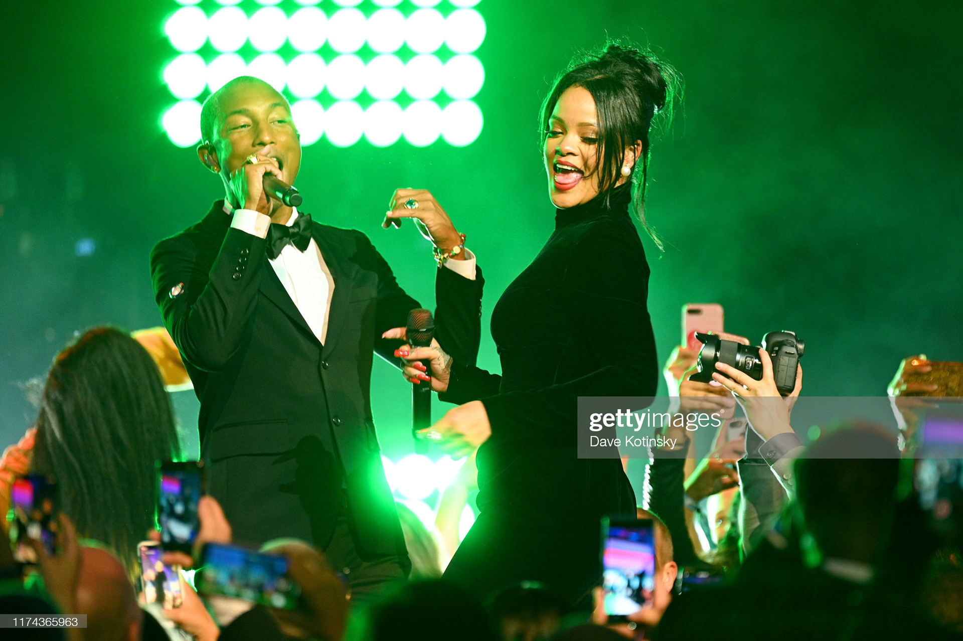 Pharrell Williams and Rihanna perform on stage during Rihanna's 5th Annual Diamond Ball Benefitting The Clara Lionel Foundation at Cipriani Wall Street on September 12, 2019 in New York City. (Photo by Dave Kotinsky/Getty Images for Diamond Ball)