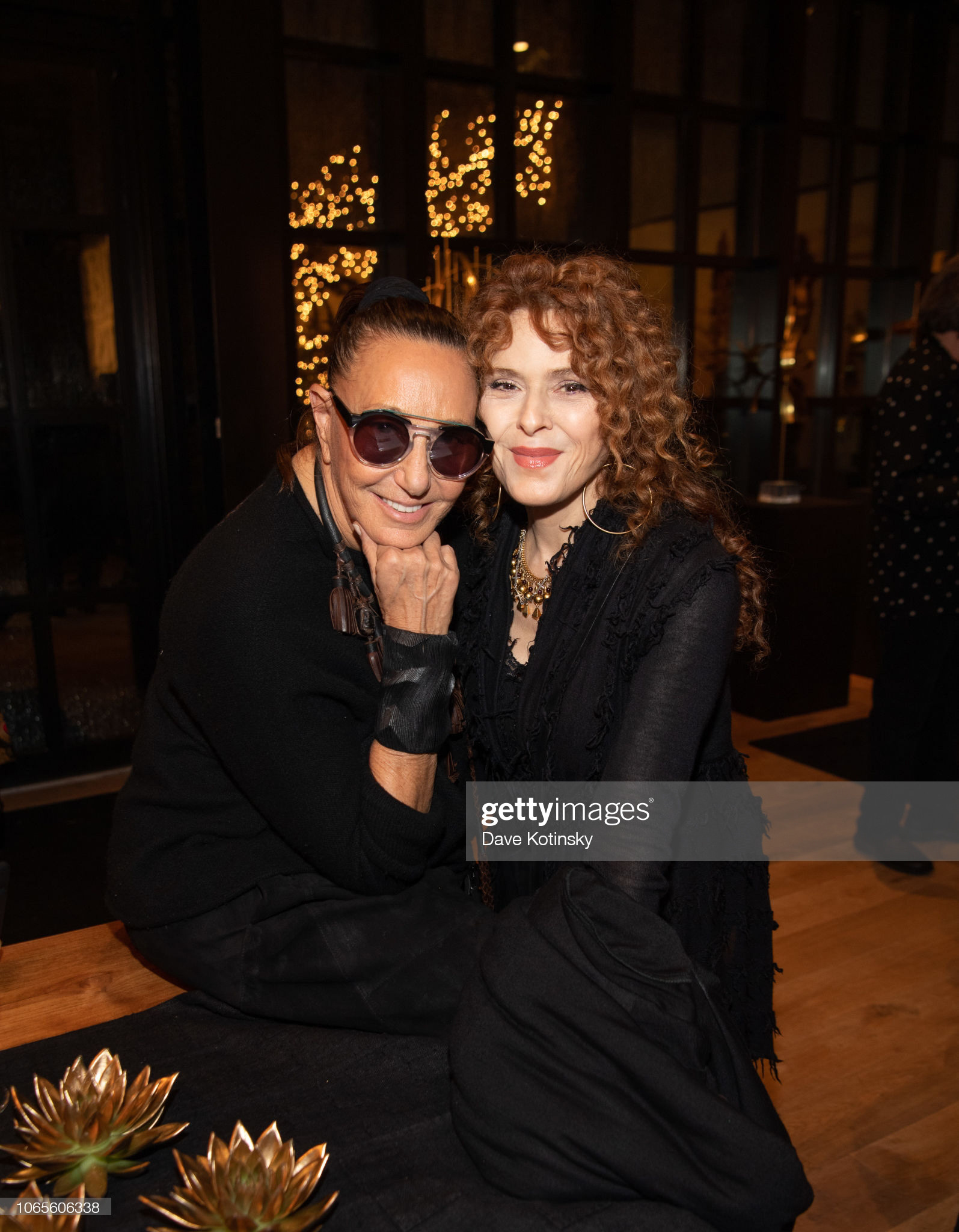 Designer Donna Karan and Actress Bernadette Peters attends the Urban Zen Host Artist And Visionary Robert Lee Morris event at 705 Greenwich Street on November 26, 2018 in New York City. (Photo by Dave Kotinsky/Getty Images for Urban Zen)