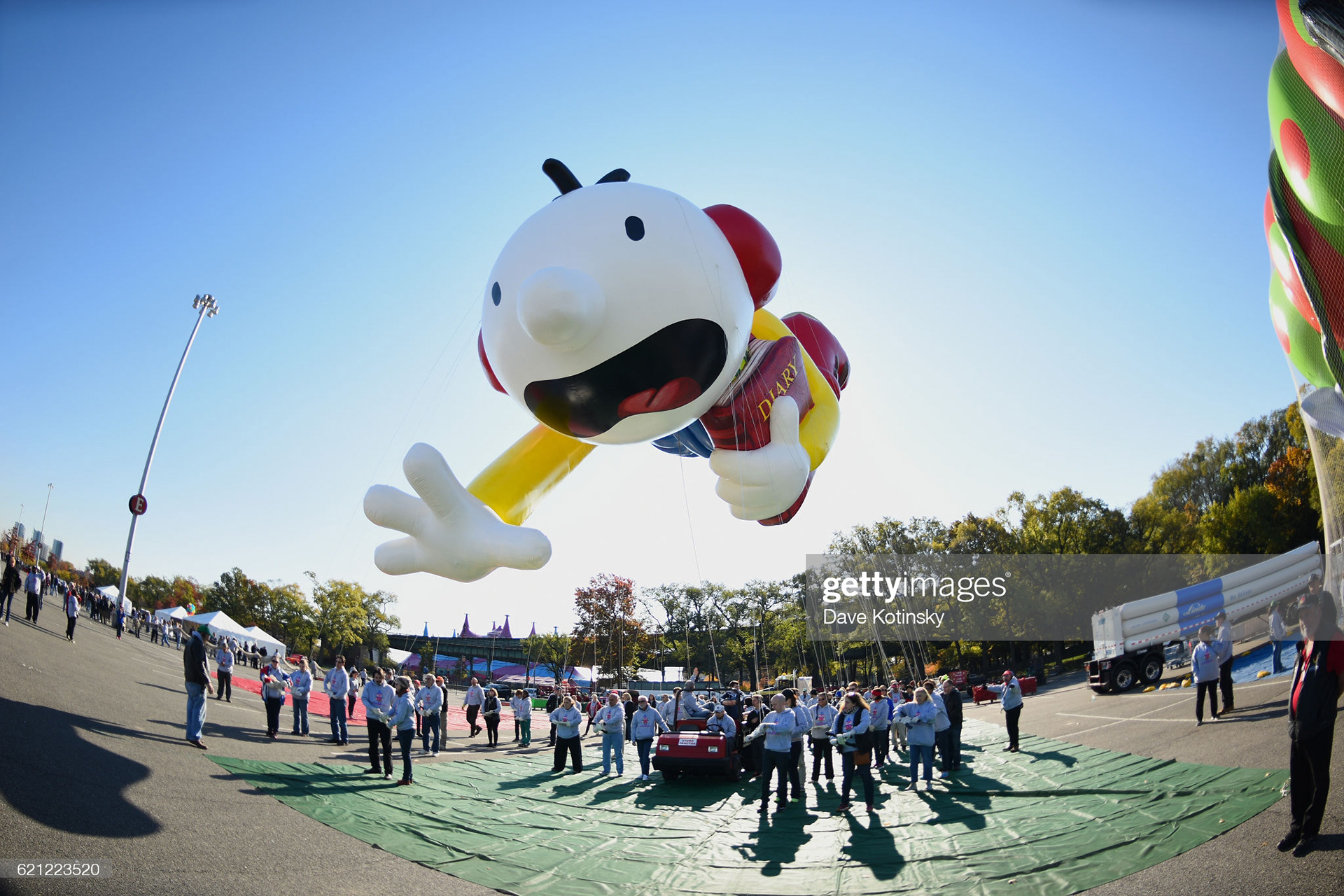 Diary of A Wimpy Kid flies at Macy's Balloonfest in preparation for the 90th Anniversary Macy's Thanksgiving Day Parade at Citi Field on November 5, 2016 in New York City. (Photo by Dave Kotinsky/Getty Images for Macy's Parade)