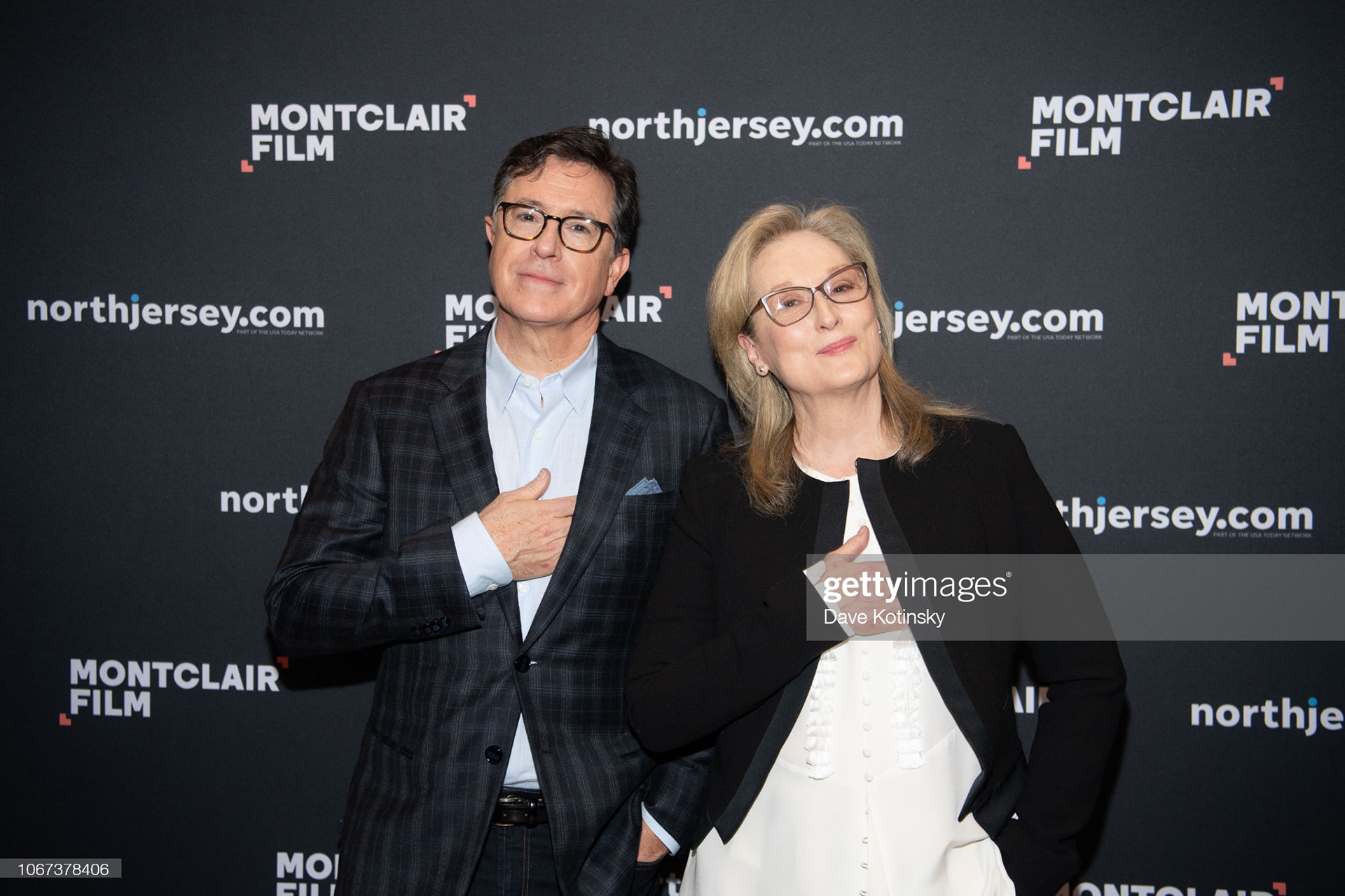 Stephen Colbert & Meryl Streep speak at Evening With Stephen Colbert & Meryl Streep at NJPAC on December 1, 2018 in Newark, New Jersey. (Photo by Dave Kotinsky/Getty Images for Montclair Film)