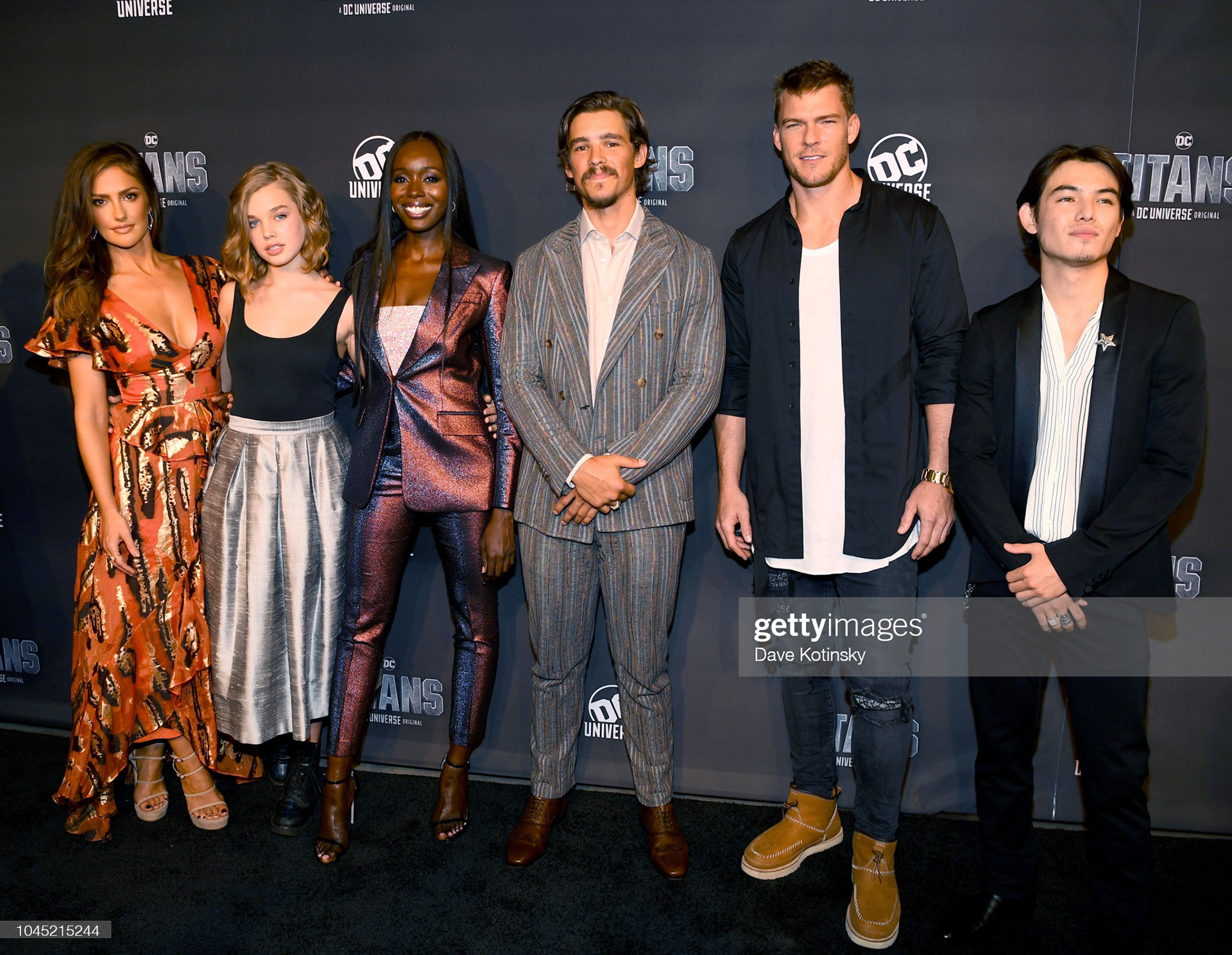 Titans Cast Members (L-R) Minka Kelly, Teagan Croft, Anna Diop, Brenton Thwaites, Alan Ritchson and Ryan Potter attend DC UNIVERSE's Titans World Premiere on October 3, 2018 in New York City. (Photo by Dave Kotinsky/Getty Images for DC UNIVERSE)