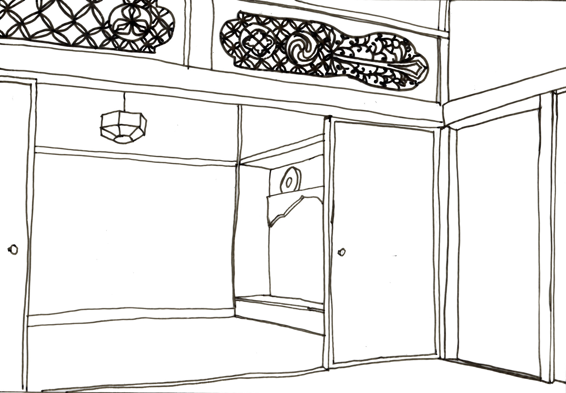 Elaborately Carved Transom Between Rooms (Evolution)