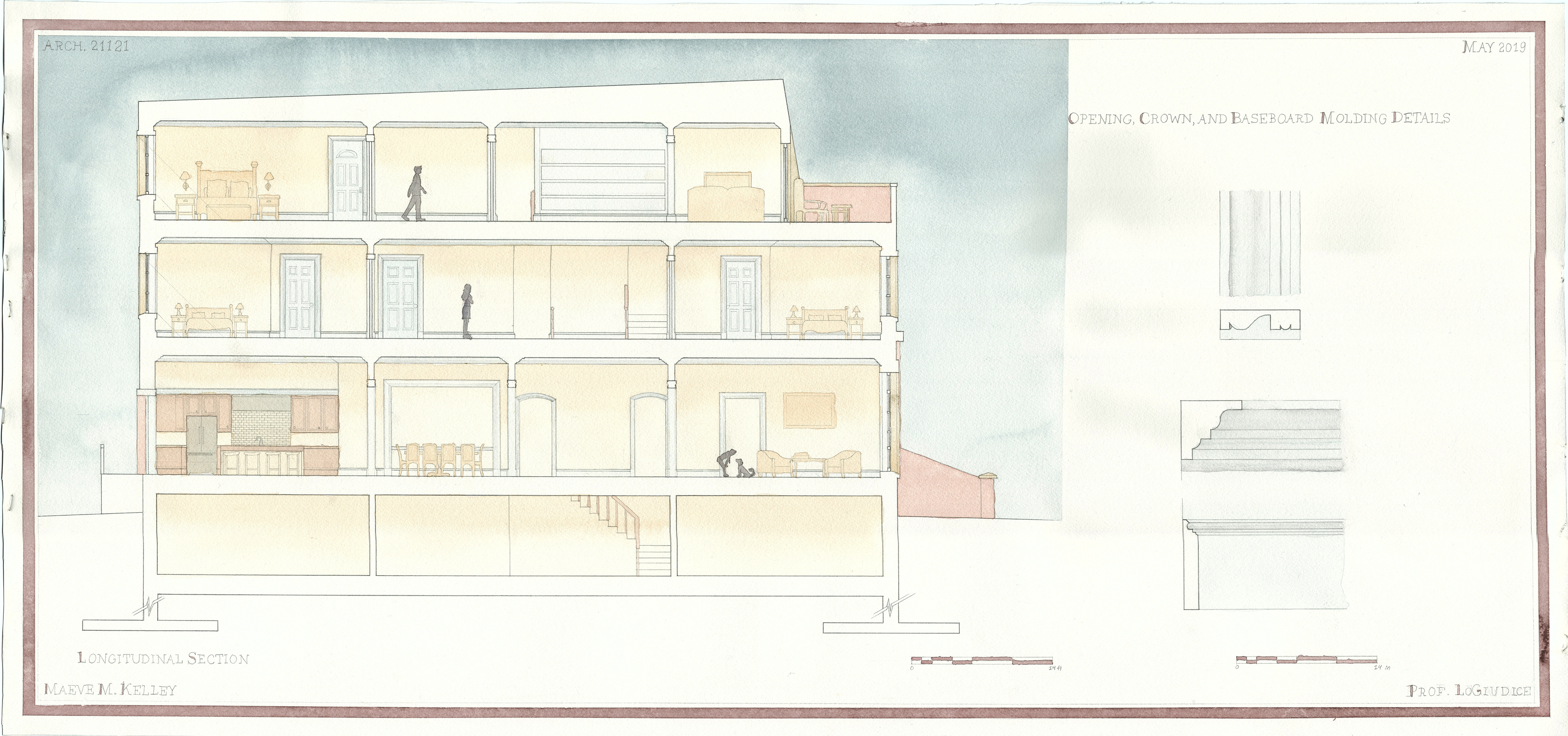 Longitudinal Section and Molding Details