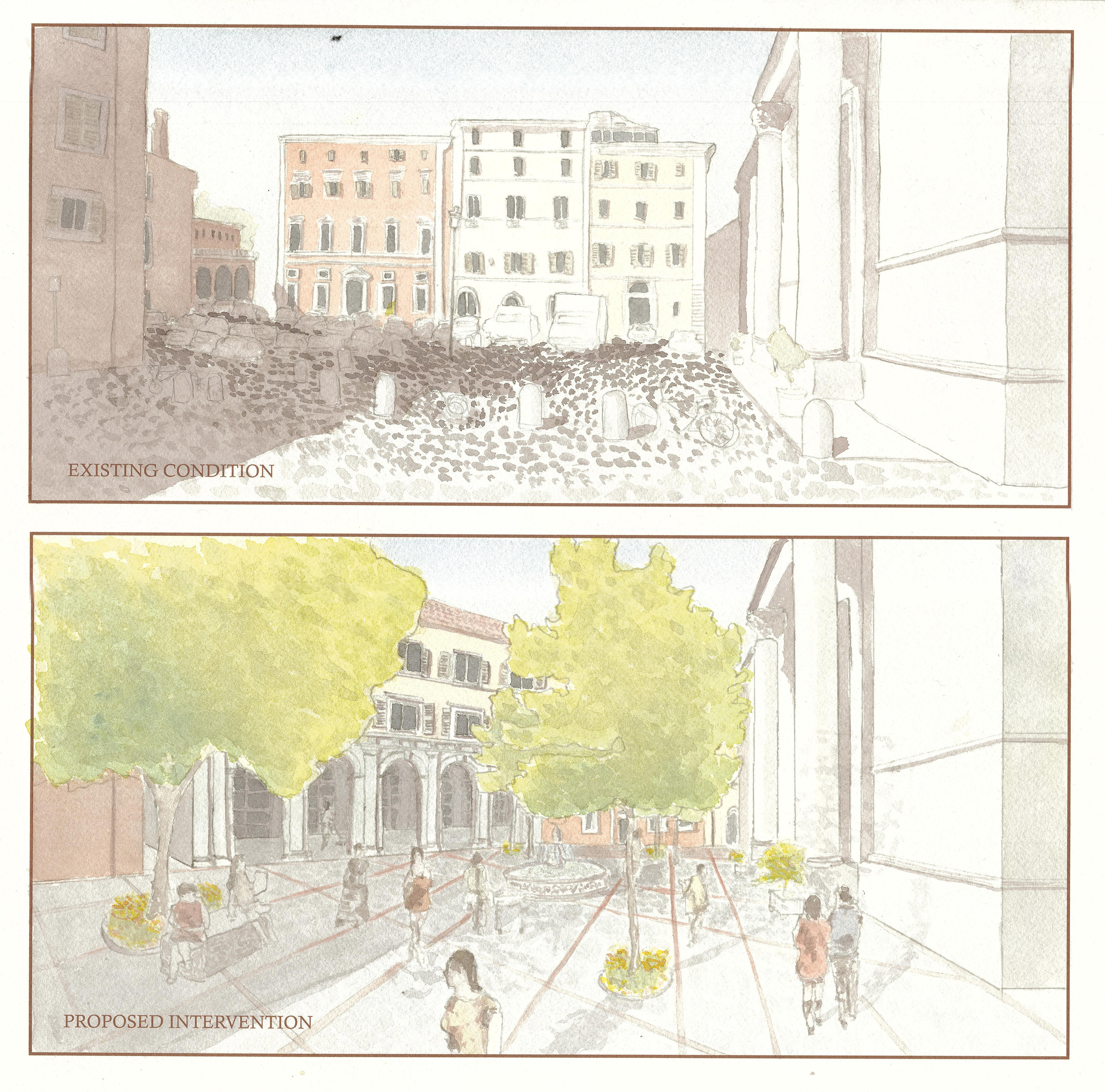 Existing vs. Proposed Piazza in Front of the Church