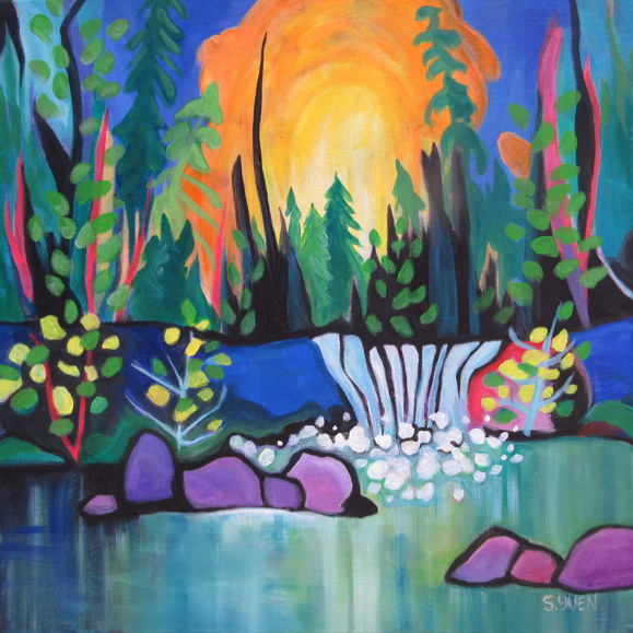 Brook, acrylic on canvas, 20 x 20 in, prints available