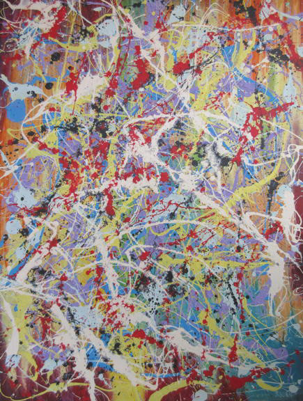 Obliteration of an oil painting, mixed media, 40 x 30 in