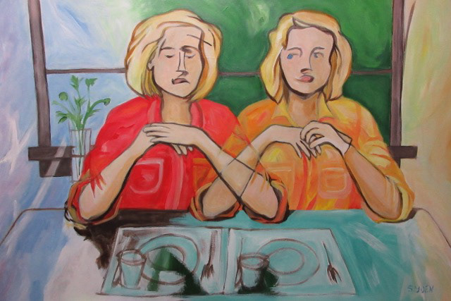 Doppleganger, acrylic on canvas, 24 x 36 in, available