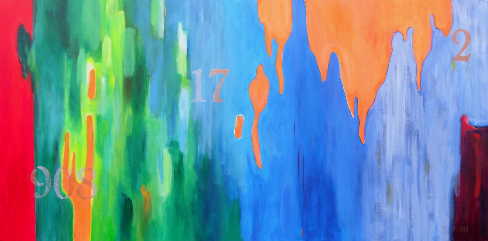 Orange Soda, acrylic on canvas, 24 x 48 in