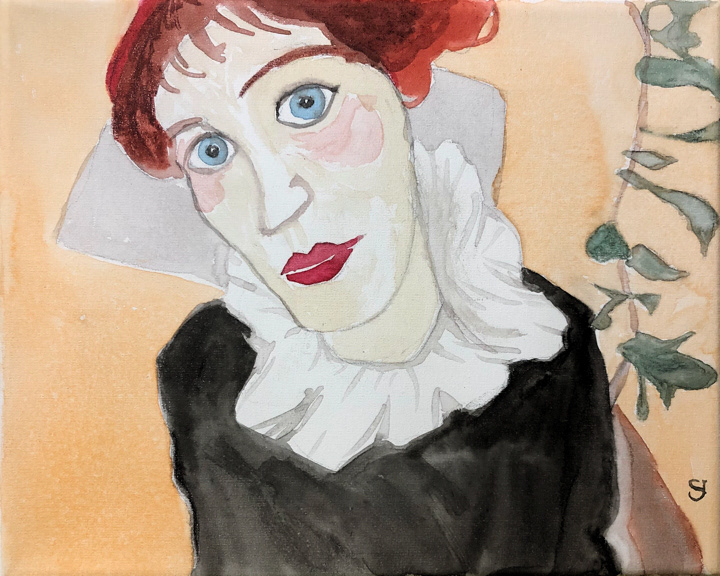 Schiele 2, watercolour on canvas, 8 x 10 in, available