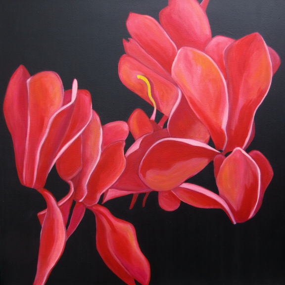 Fire, acrylic on canvas, 30 x 30 in, private collection