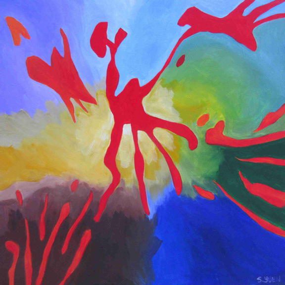 Modern Hieroglyph, acrylic on canvas, 30 x 30 in
