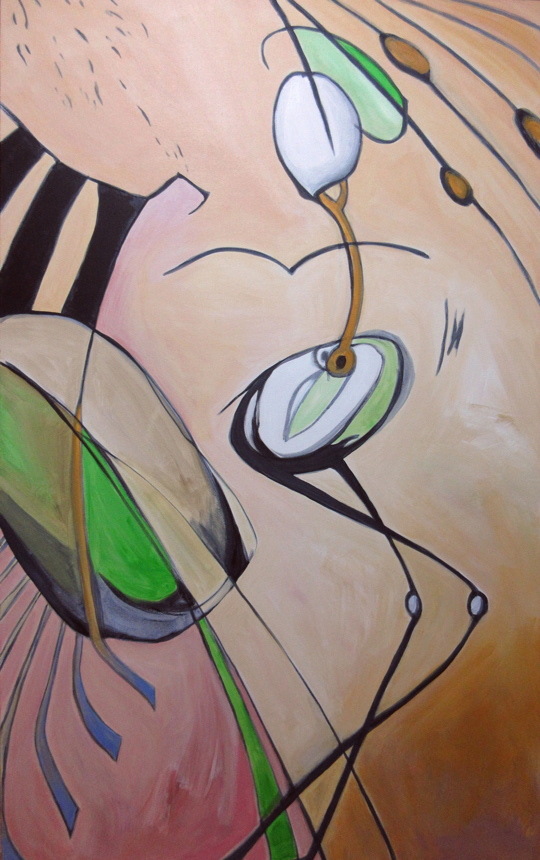 Birdwoman, acrylic on canvas, 48 x 30 in