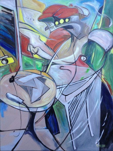 Disappearing Jaz, acrylic on canvas, 40 x 30 in, available