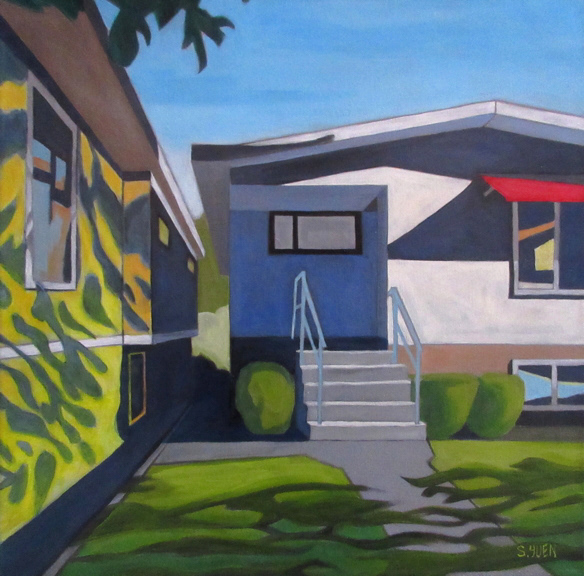 House for Sale, acrylic in canvas, 20 x 20 in, prints available