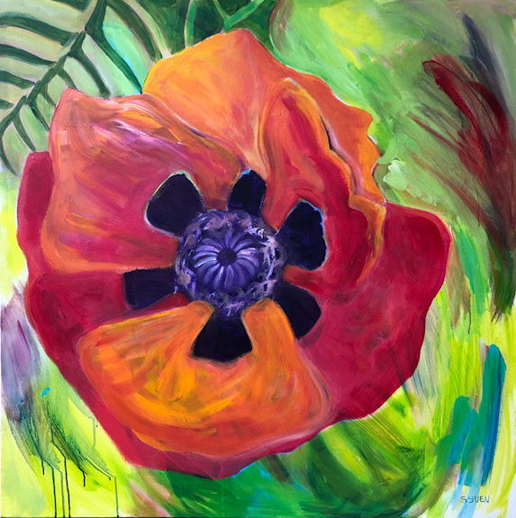 Poppy, 36 x 36 in, acrylic on canvas, available