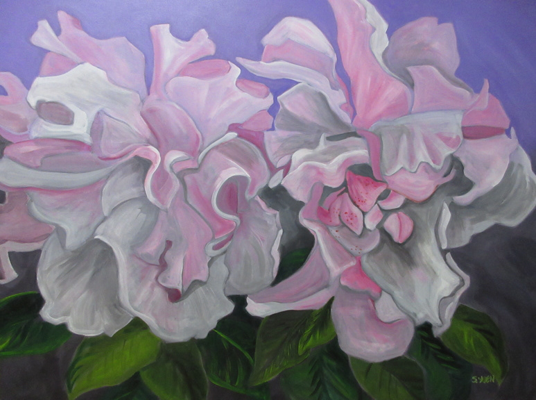 African Violets, acrylic on canvas, 30 x 40 in, private collection