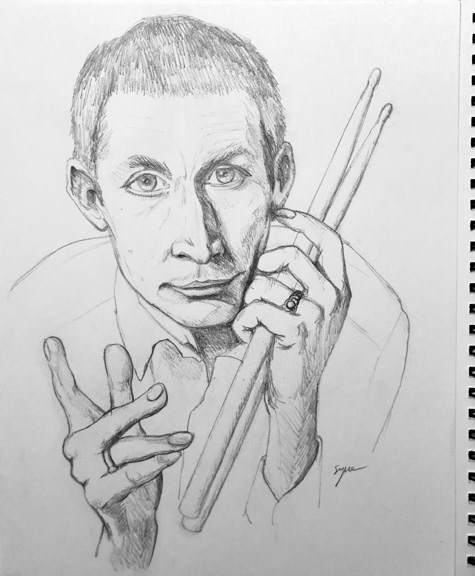 Charlie Watts, pencil on paper, 14 x 11 in, private collection 