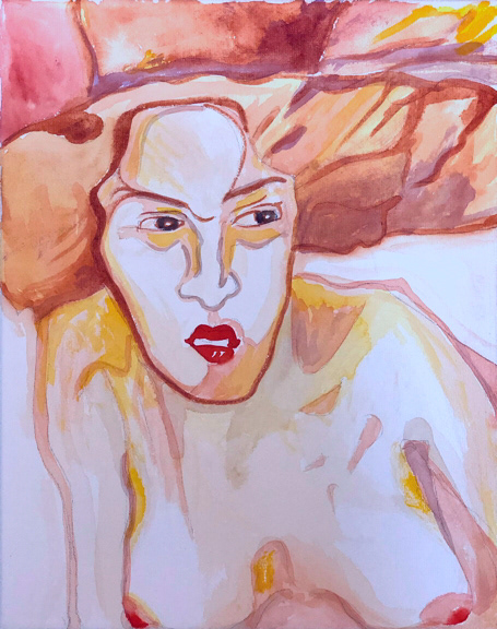 Schiele, watercolour on canvas, 10 x 8 in, available