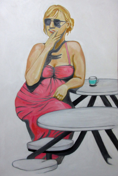 Smoking Woman, acrylic on canvas, 36 x 24, available