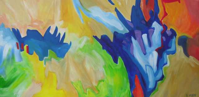 October, acrylic on canvas, 20 x 40 in