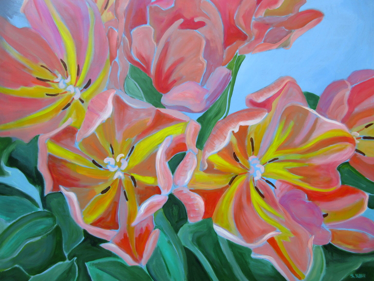 Tulips, acrylic on canvas, 36 x 48 in, available