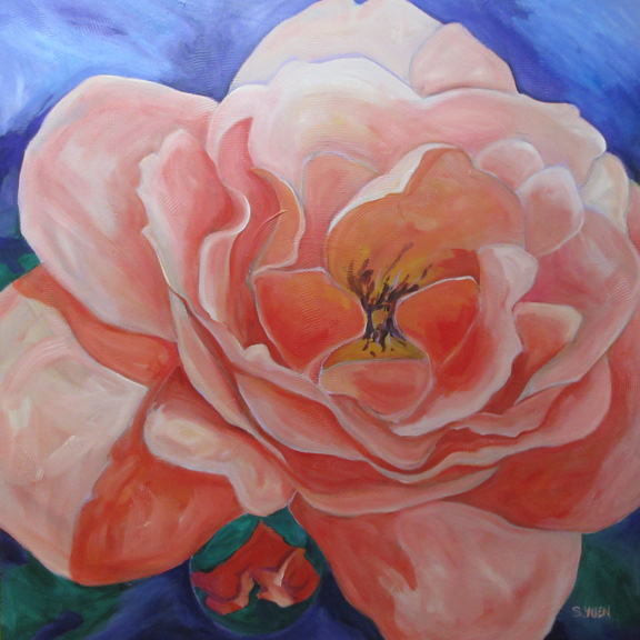 Rose, acrylic on canvas, 30 x 30 in, prints available
