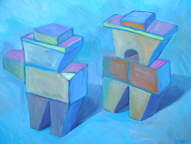 Twin Towers, acrylic on canvas, 24 x 30 in