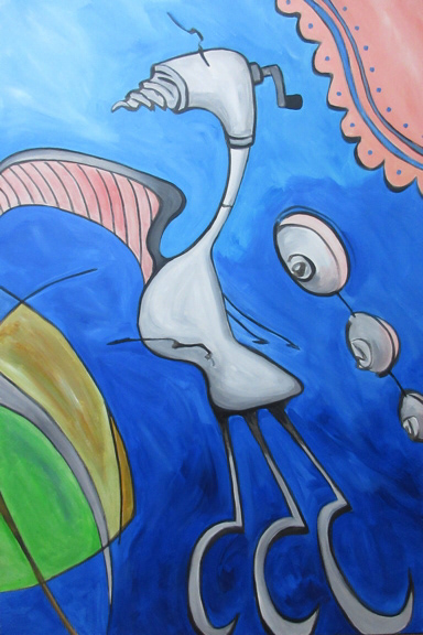 Bird, acrylic on canvas, 36 x 24 in