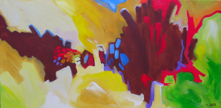 Continental Drift, acrylic on canvas, 20 x 40 in