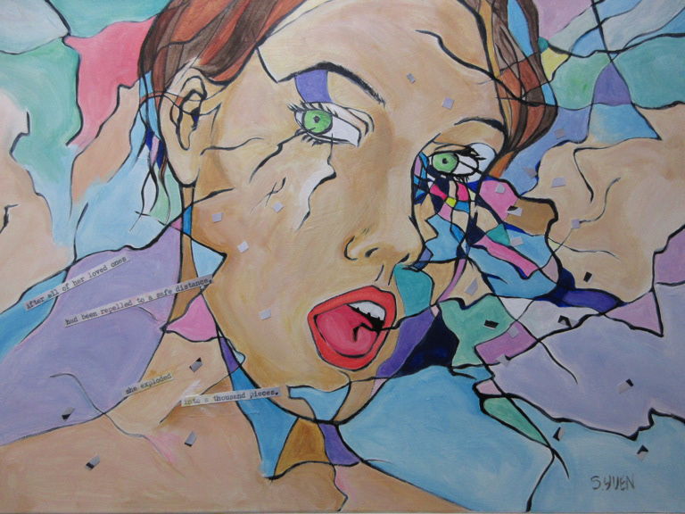 Exploded, mixed media, 18 x 24 in, available