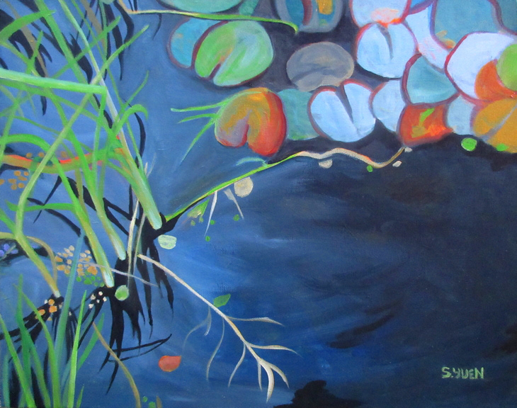 Pond, acrylic on canvas, 16 x 20 in, available