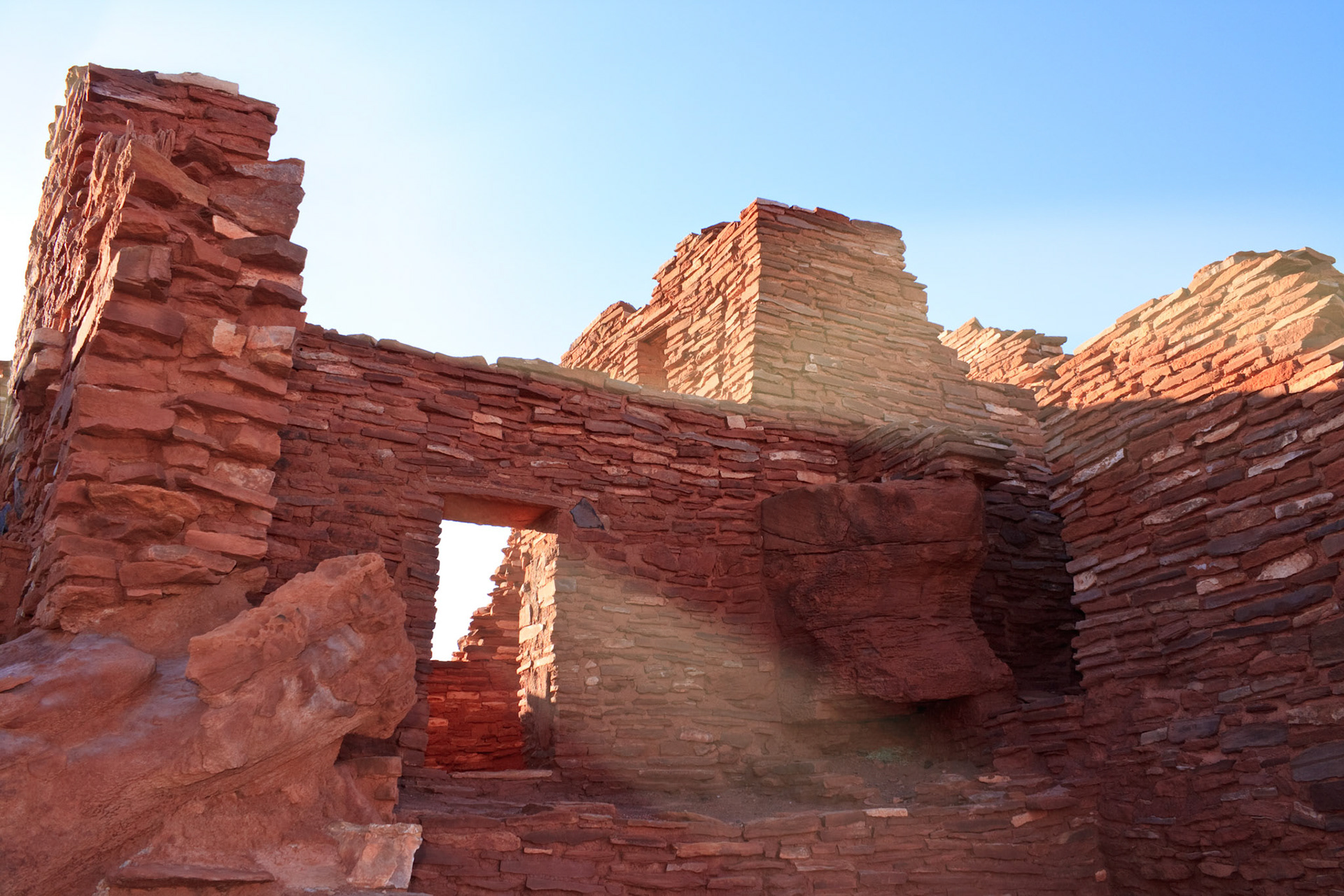 Sunlight streaming through the Wupatki Peublo ruin, Wupatki National Monument, Arizona