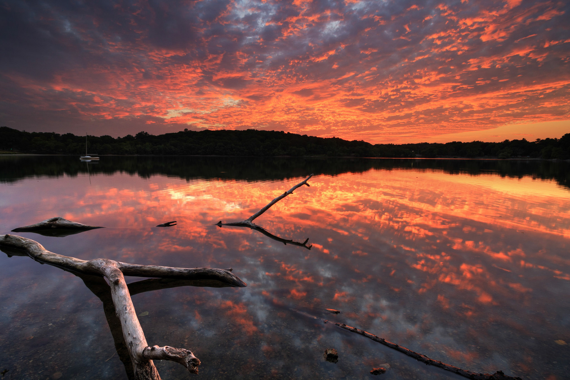 Sunset on Jamaica Pond, Jamaica Plain, Massachusetts