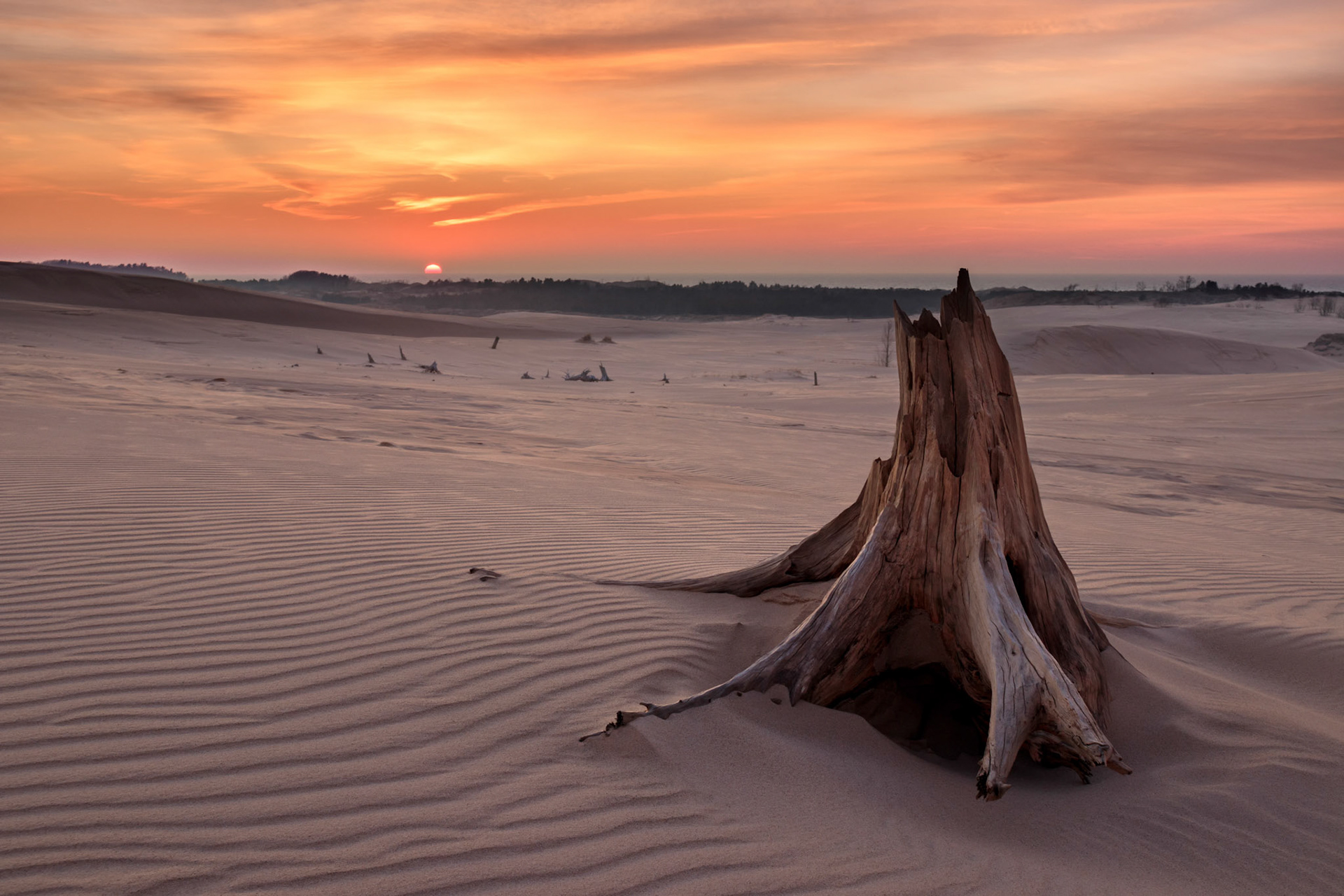 Sunset on Silver Lake Sand Dunes, Silver Lake State Park, Michigan