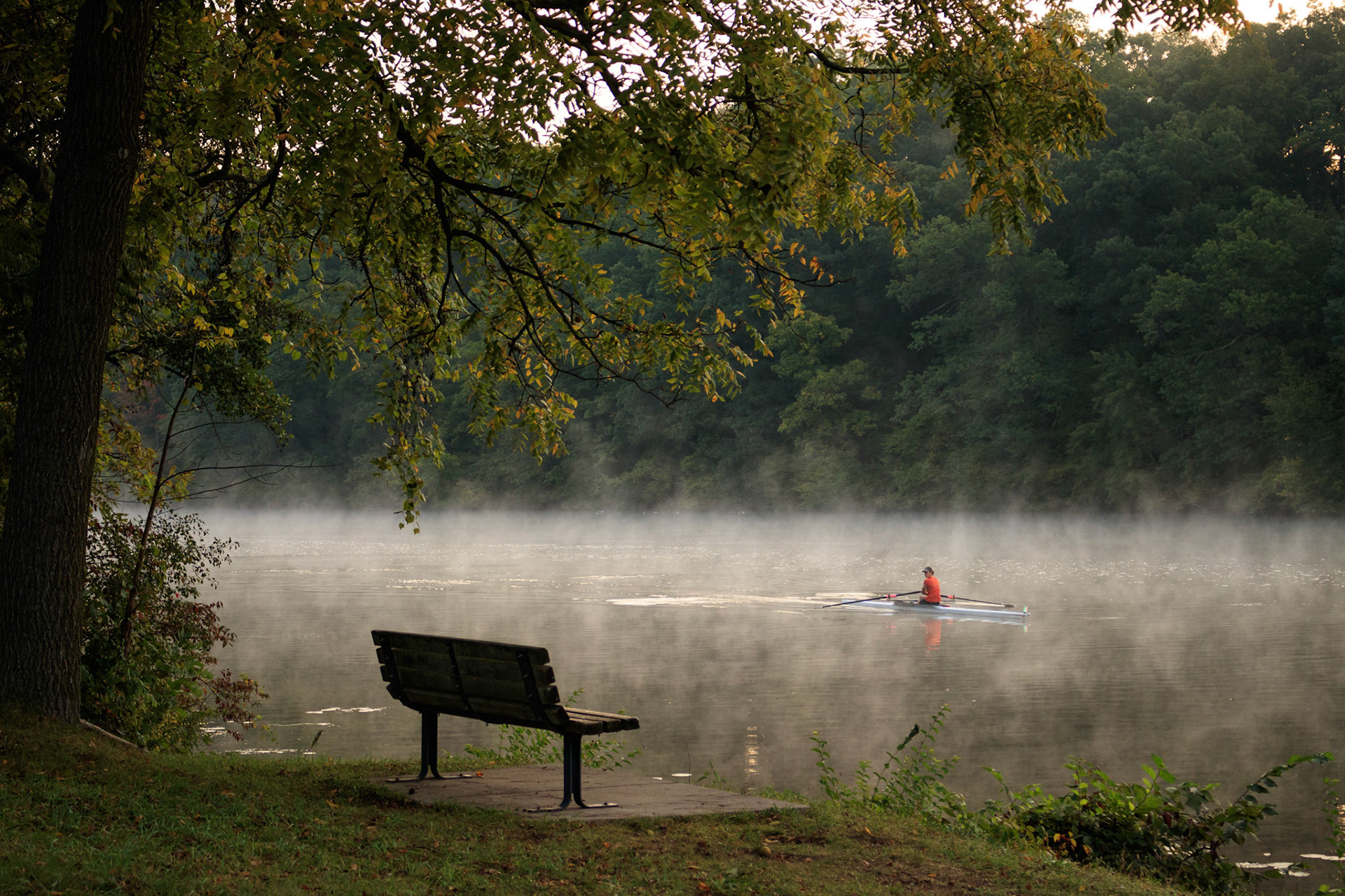 Sculler on the Huron River, Bandemer Park, Ann Arbor, Michigan