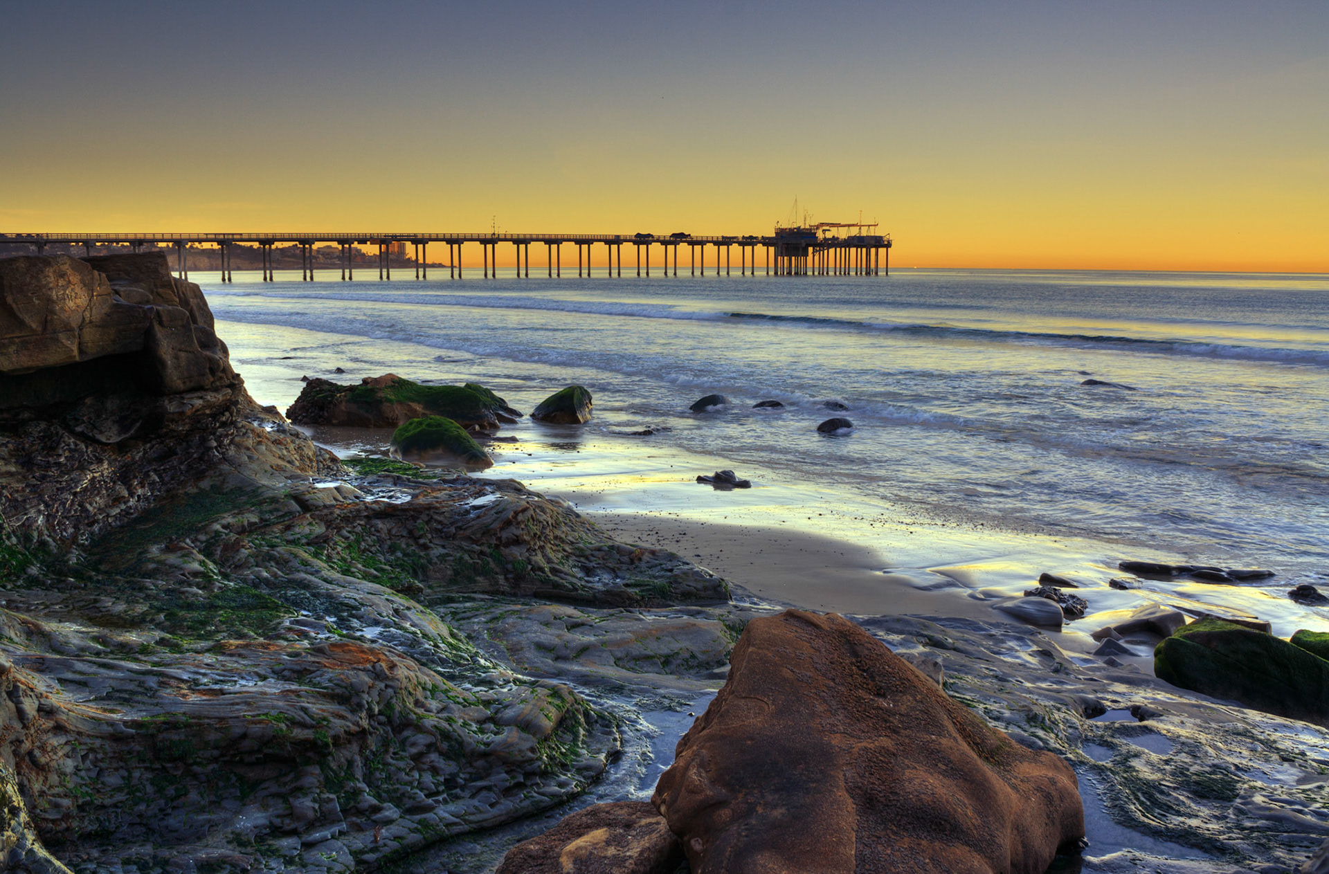 The Scripps Pier Before Sunrise, Scripps Institute of Oceanography, University of California-San Diego, La Jolla, California