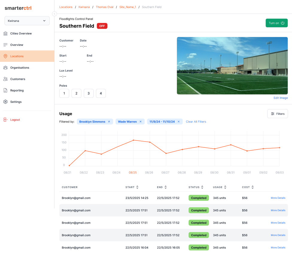 Floodlighting Service - Admin Portal