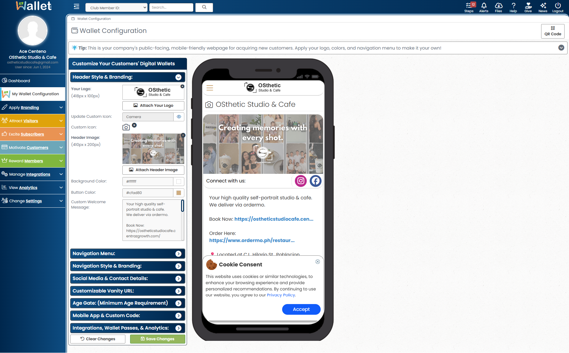 Wallet Merchant Profile Preview