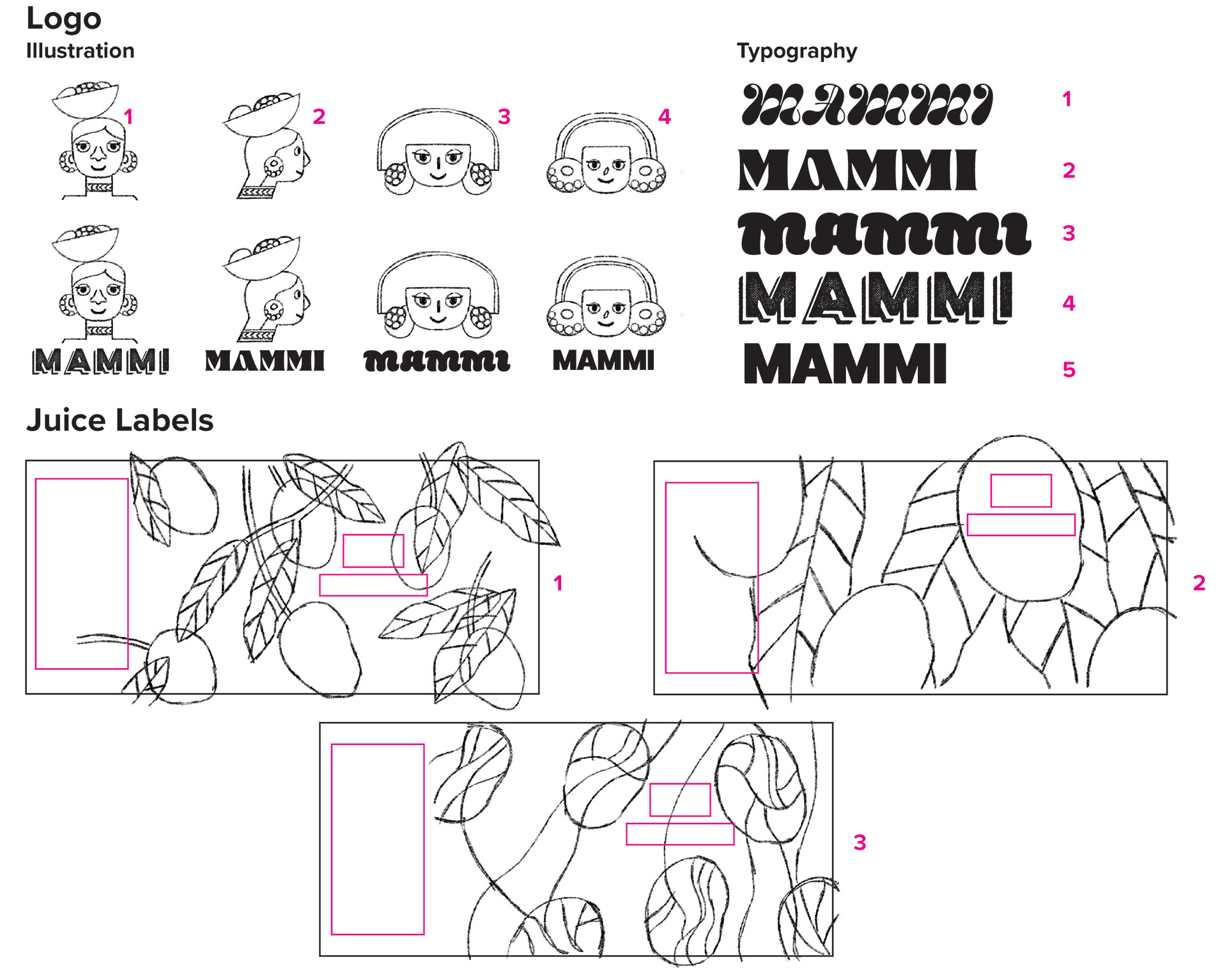 Logo Sketches and Juice Label exploration