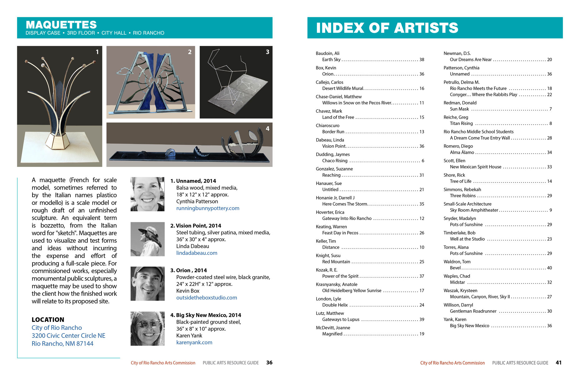 Maquettes | Index of Artists