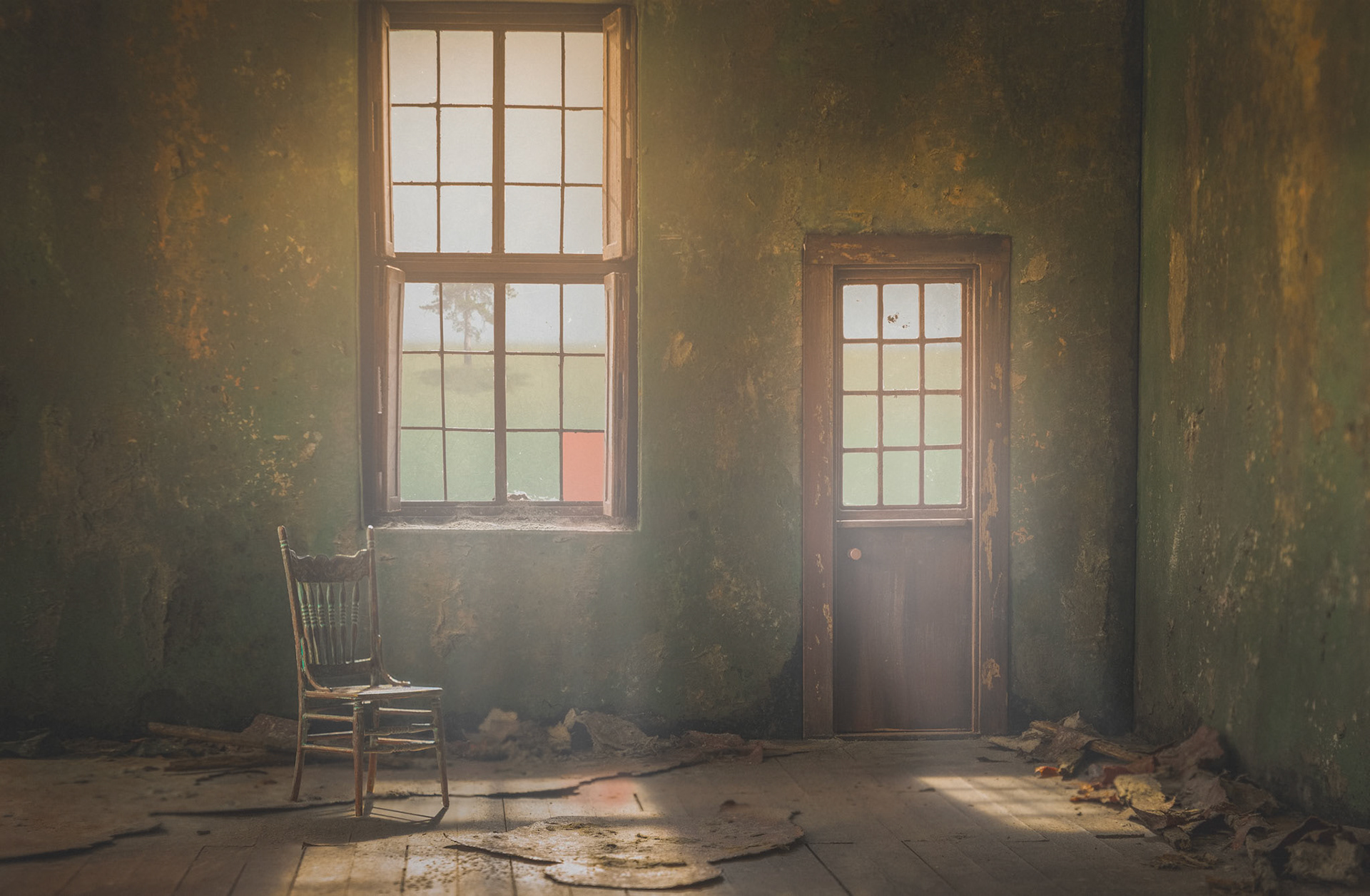 Derelict room with chair