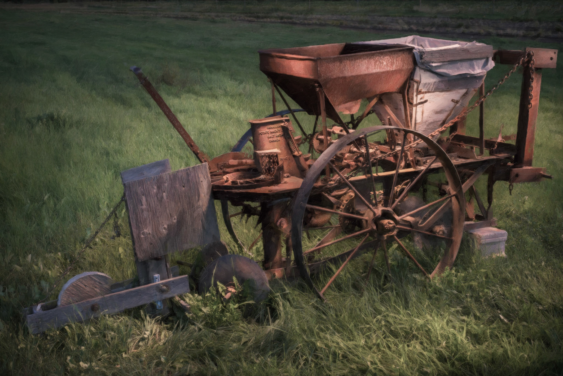 Light Painting of an old piece of farm equipment