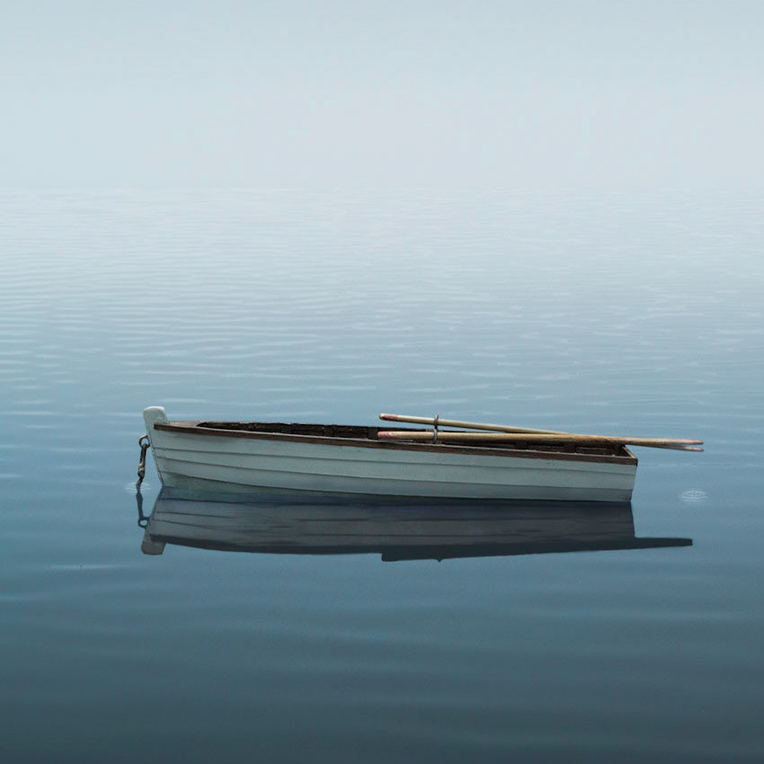 rowboat drifting in the moonlight, mark hogan photography